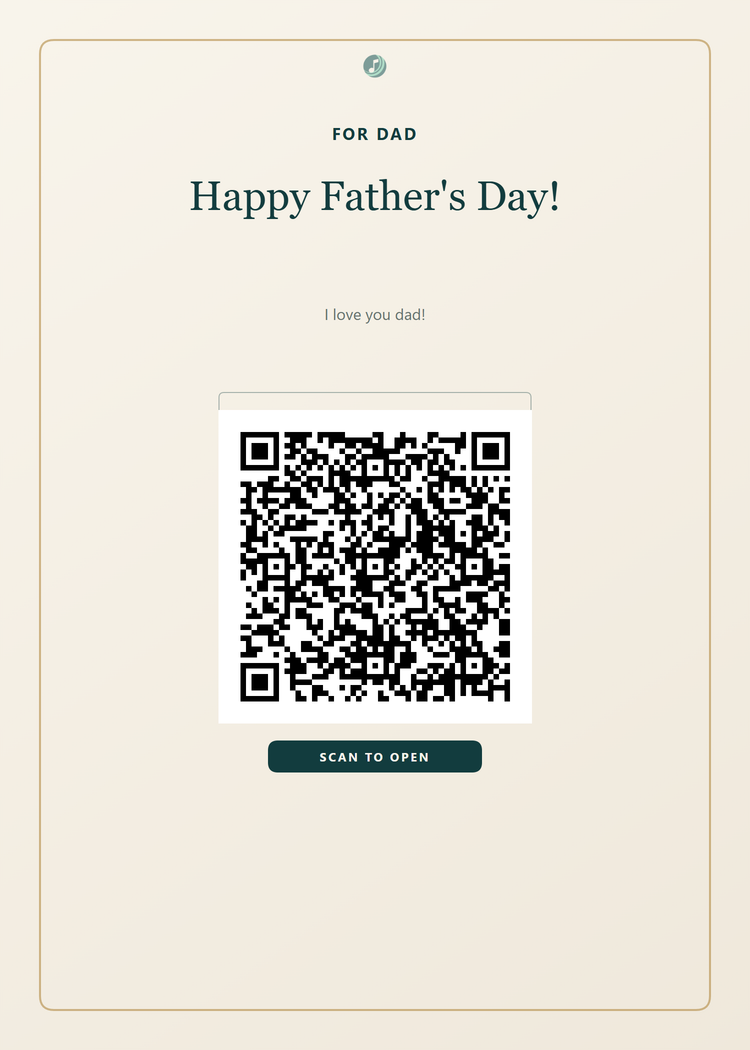 Printable Father's Day card for Dad with a QR code to open his song
