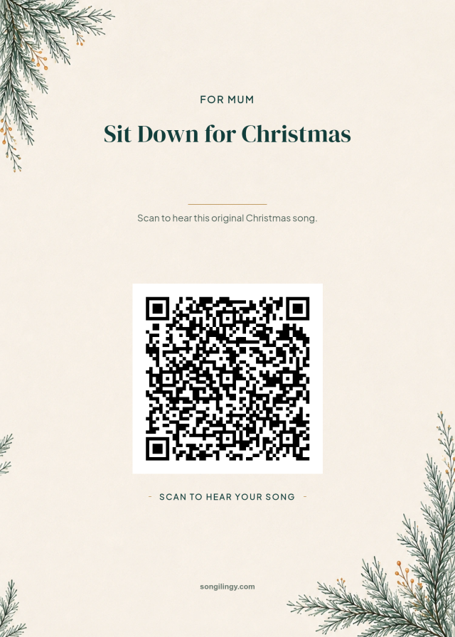 Cream evergreen Christmas QR gift card