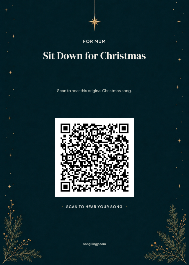 Teal and gold Christmas QR gift card