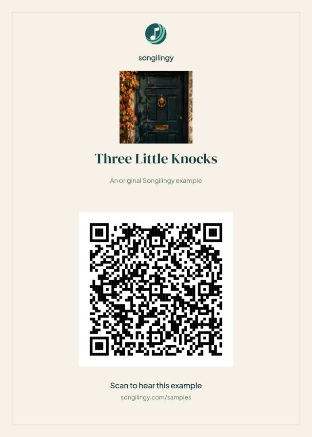 Printable QR card that opens the Three Little Knocks example