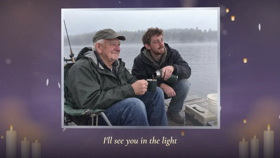 Sample personalized memorial video for a grandfather, Candlelight style