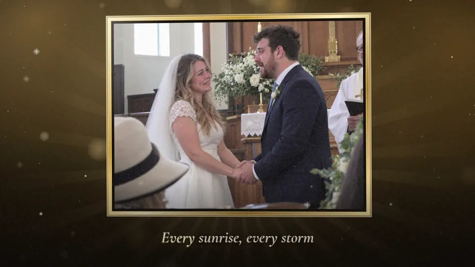 Sample personalized video gift for a wedding, Gilded style