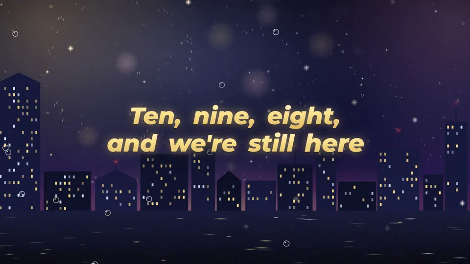 Sample personalized lyric video gift for New Year, Midnight Countdown style