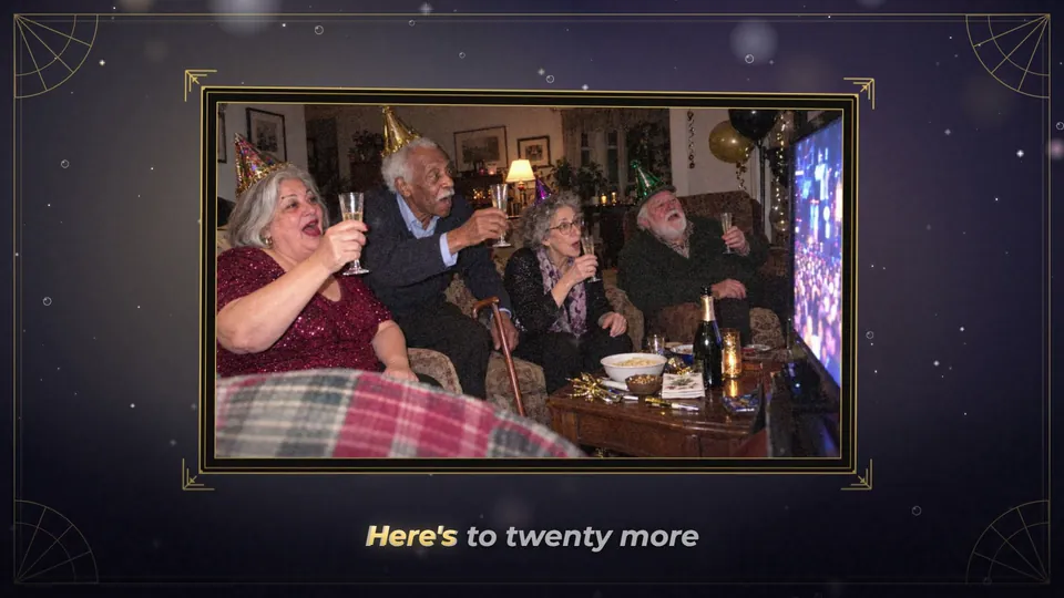 Sample personalized video gift for New Year, Midnight Toast style
