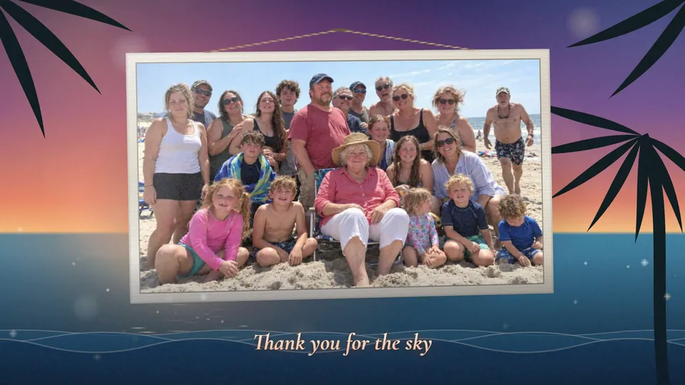 Sample personalized video gift for a family reunion, Seaside Sunset style