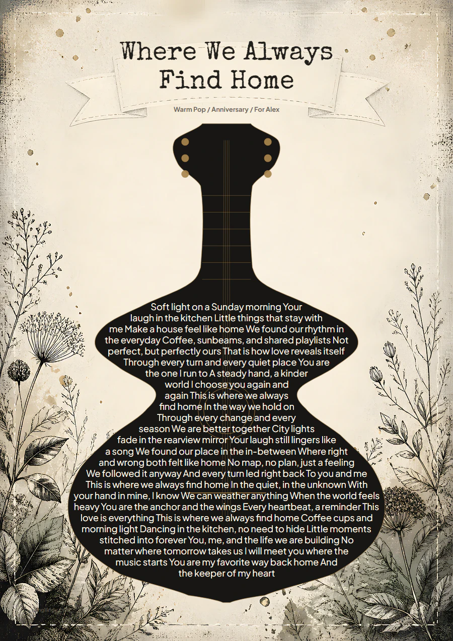 Guitar Story lyric print design preview