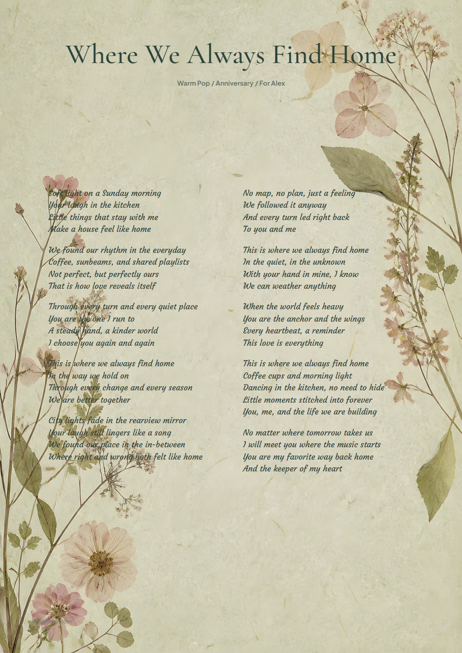 Pressed Garden lyric print design preview