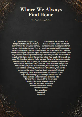 Heartline Noir lyric print design preview