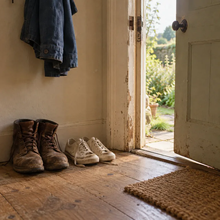 Work boots by an open back door, cover art for the example song A Place for Your Boots